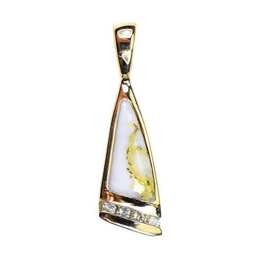 Orocal Gold Quartz Pendant with Diamonds PN1058DQ-Destination Gold Detectors