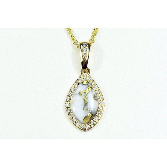 Orocal Gold Quartz Pendant with Diamonds PN1104DQ-Destination Gold Detectors