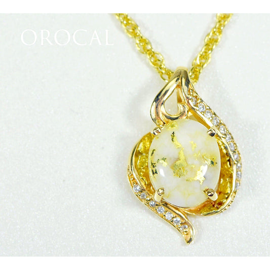 Orocal Gold Quartz Pendant with Diamonds PN1126DQ-Destination Gold Detectors