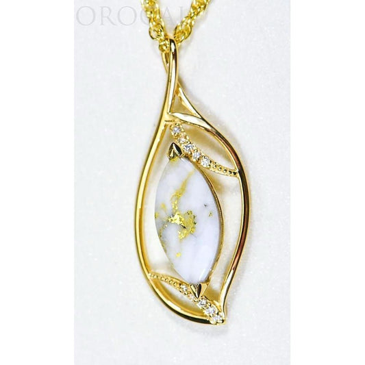 Orocal Gold Quartz Pendant with Diamonds PN1127DQ-Destination Gold Detectors