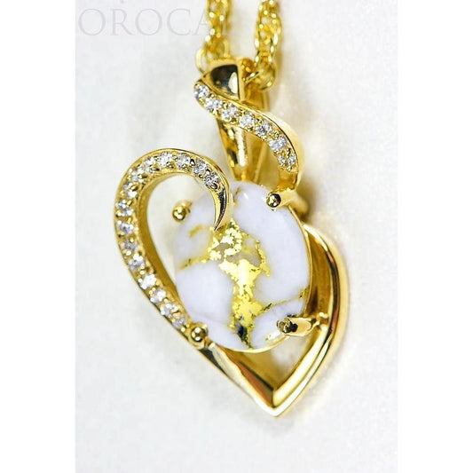 Orocal Gold Quartz Pendant with Diamonds PN1129DQ-Destination Gold Detectors
