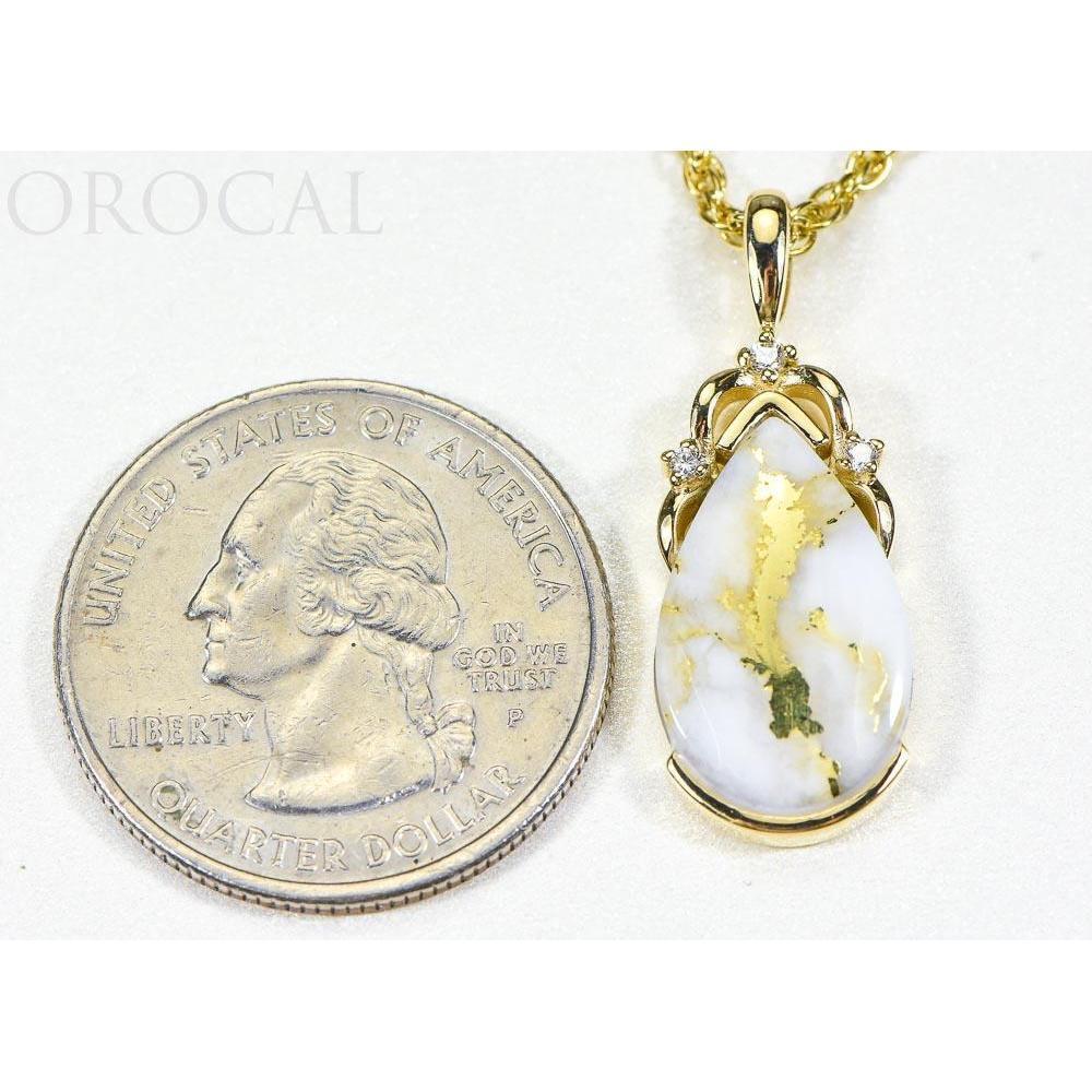 Orocal Gold Quartz Pendant with Diamonds PN1132DQ-Destination Gold Detectors