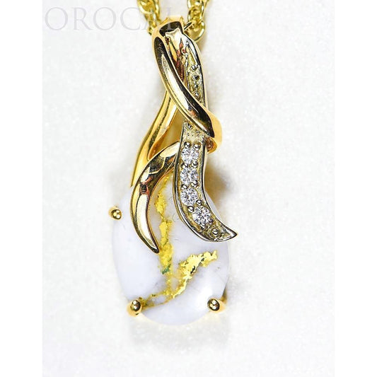 Orocal Gold Quartz Pendant with Diamonds PN820DQX-Destination Gold Detectors