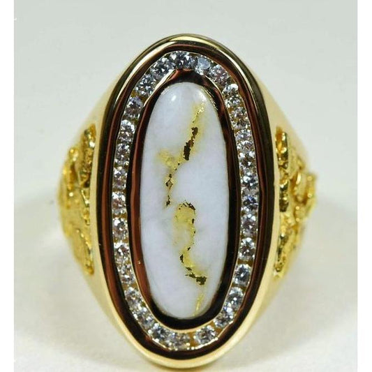 Orocal Gold Quartz and Gold Nuggets Ladies Ring with Diamonds RLL923D60Q-Destination Gold Detectors