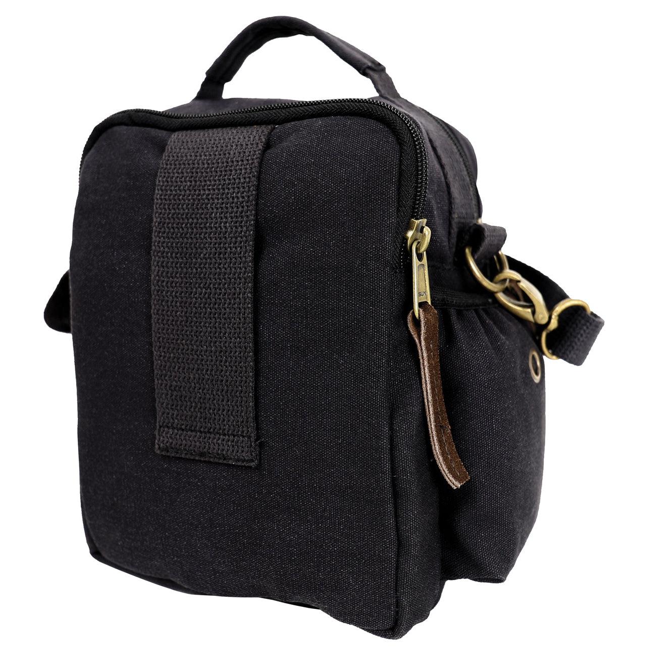 Rothco Canvas & Leather Travel Shoulder Bag - Black-Destination Gold Detectors