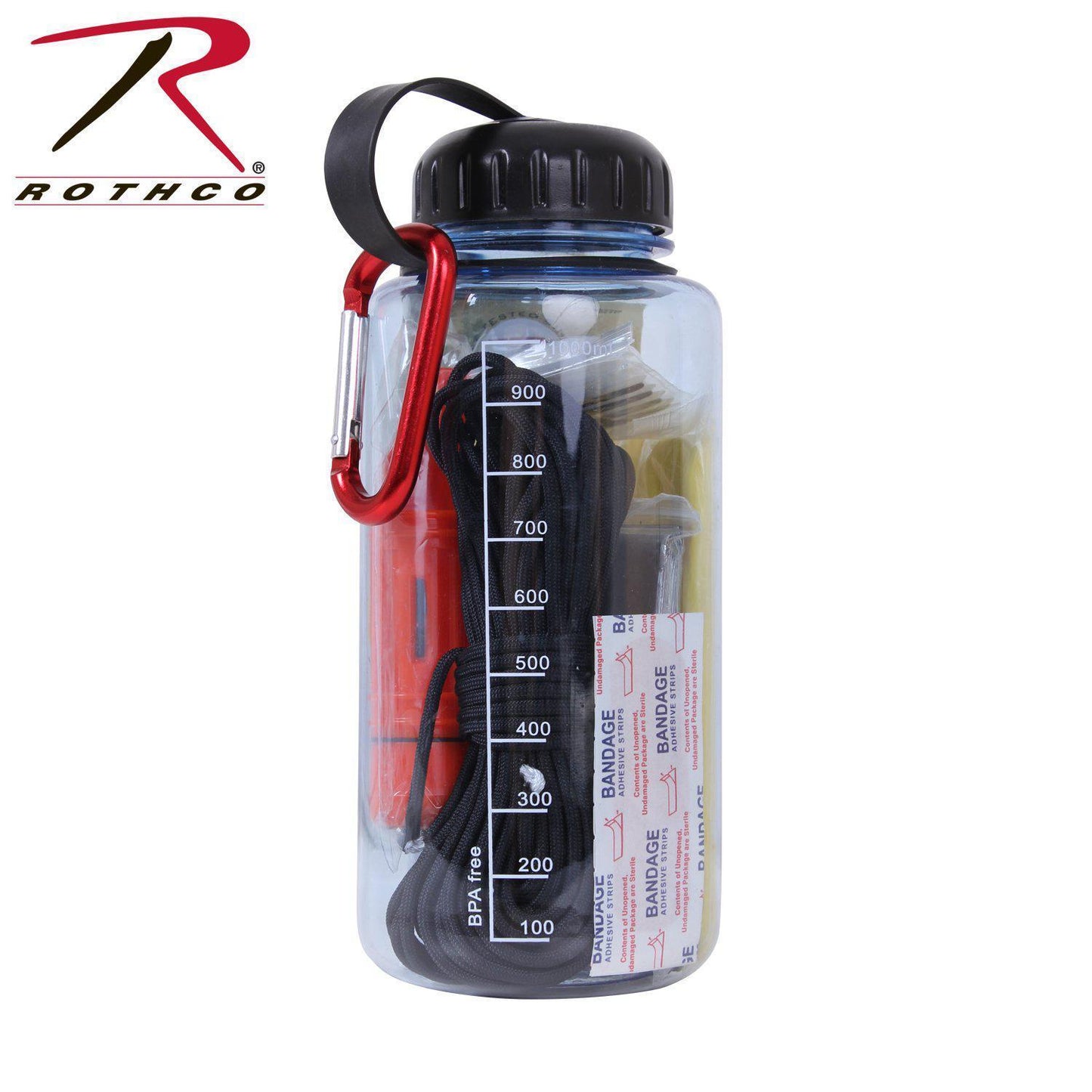 Rothco Water Bottle Survival Kit With MOLLE Compatible Pouch Black-Destination Gold Detectors