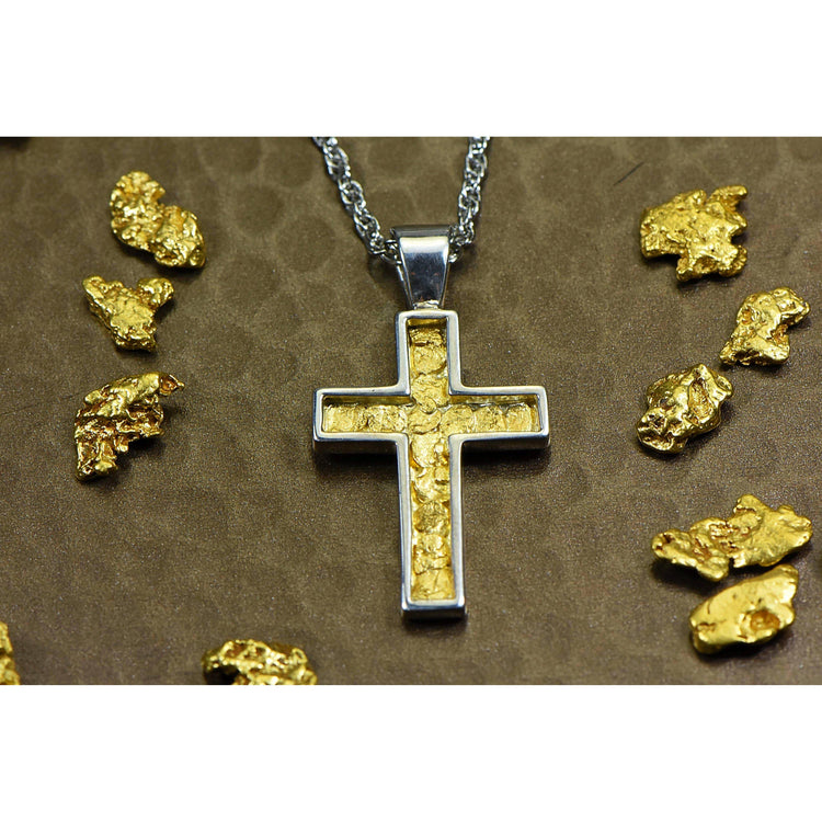 Natural Gold Nugget Cross 