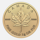 1 Gram .9999 Pure Gold Maple Leaf Bullion Canadian Mint 2020