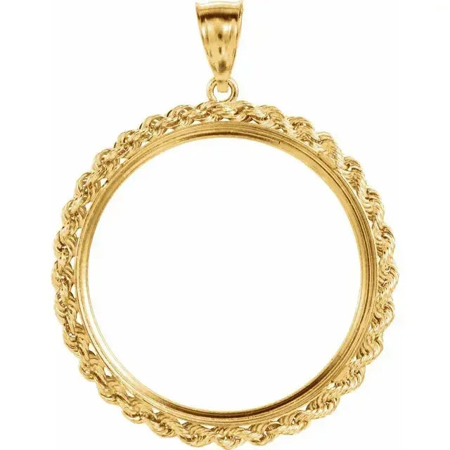 14K Coin Frame Pendant for 1 Oz Canadian Maple Gold Round