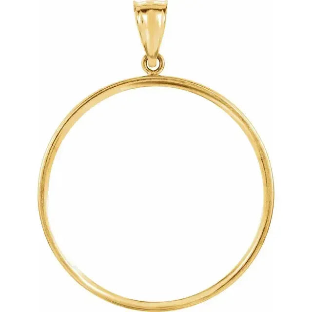 14K Gold Coin Frame Bezel Pendant Mounting for American Eagle 1 Oz and South African Krugerrand 1 Oz Round