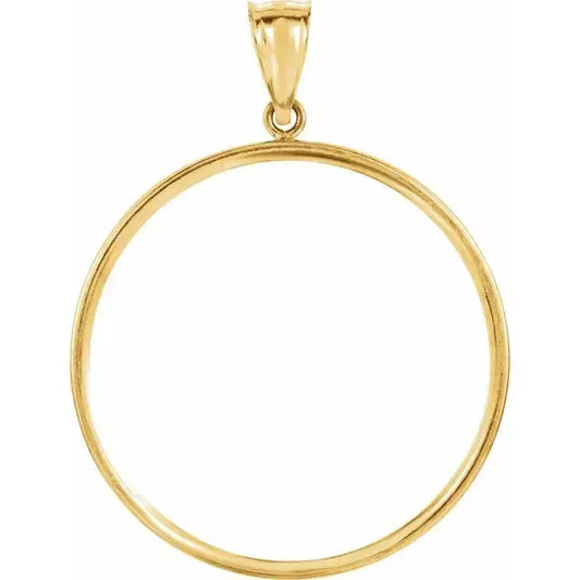 14K Gold Coin Frame Bezel Pendant Mounting for American Eagle 1 Oz and South African Krugerrand 1 Oz Round