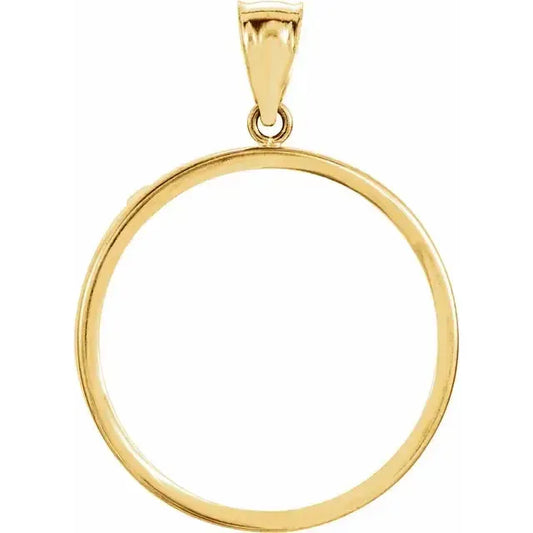 14K Gold Coin Frame Bezel Pendant Mounting for American Eagle 1/2 Oz and South African Krugerrand 1/2 Oz Round