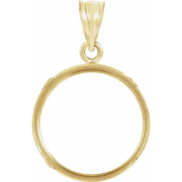 14K Gold Coin Frame Bezel Pendant Mounting for Canadian Maple Leaf 1/10 Oz Round