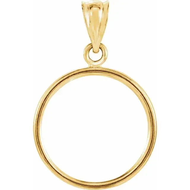 14K Gold Coin Frame Bezel Pendant Mounting for Canadian Maple Leaf 1/10 Oz Round