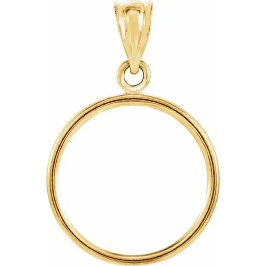 14K Gold Coin Frame Bezel Pendant Mounting for Canadian Maple Leaf 1/10 Oz Round