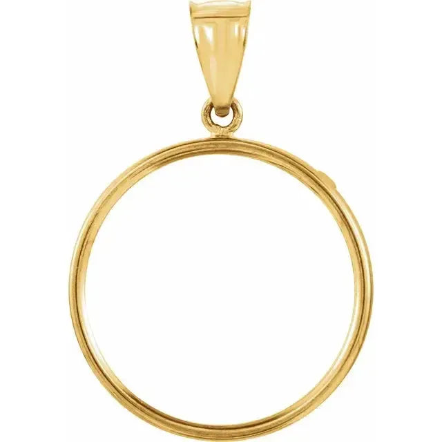 14K Gold Coin Frame Bezel Pendant Mounting for Mexican 10 Peso and Mexican 1/4 Oz Round