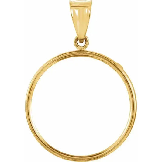 14K Gold Coin Frame Bezel Pendant Mounting for Mexican 10 Peso and Mexican 1/4 Oz Round