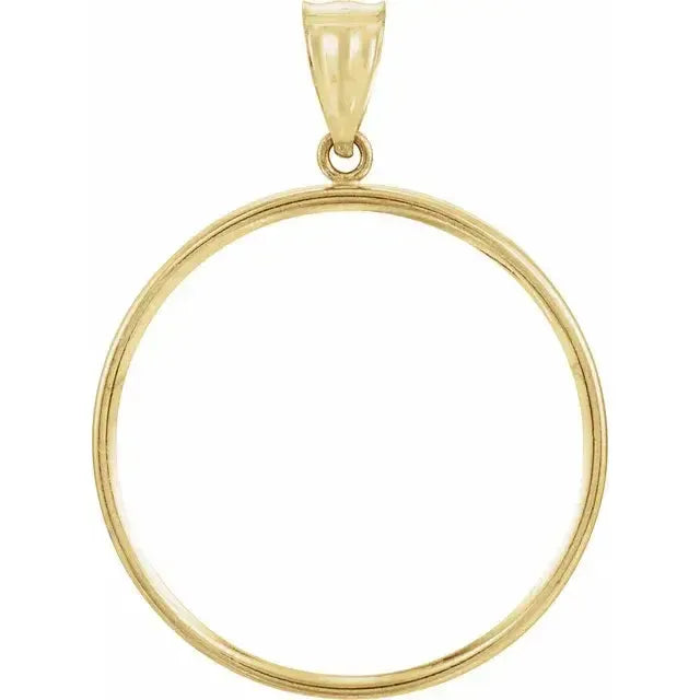14K Gold Coin Frame Bezel Pendant Mounting for Mexican 1/2 Oz Round