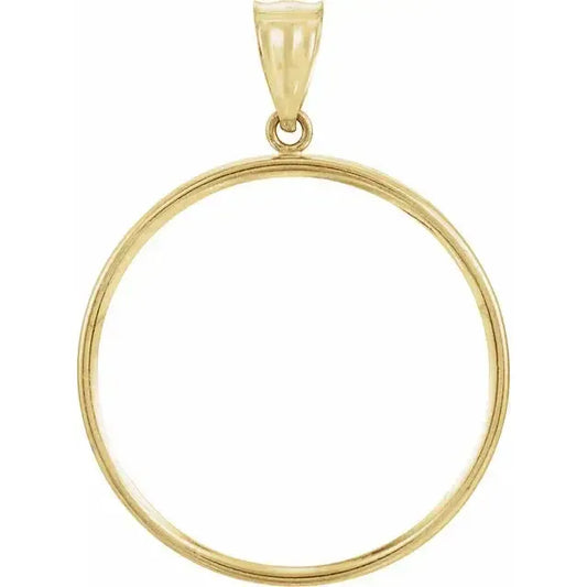 14K Gold Coin Frame Bezel Pendant Mounting for Mexican 1/2 Oz Round