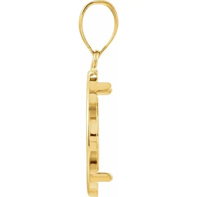 14K Gold Coin Frame Bezel Pendant Mounting for Mexican 5 Peso Round