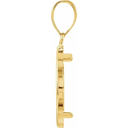 14K Gold Coin Frame Bezel Pendant Mounting for Mexican 5 Peso Round