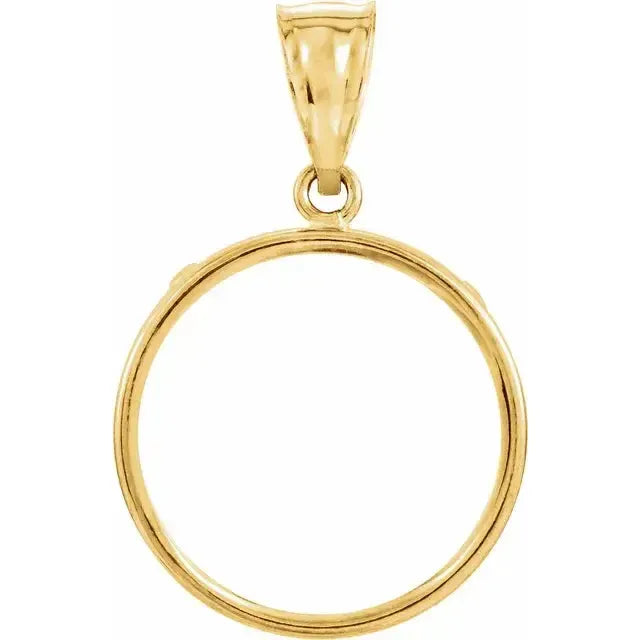 14K Gold Coin Frame Bezel Pendant Mounting for Mexican 5 Peso Round