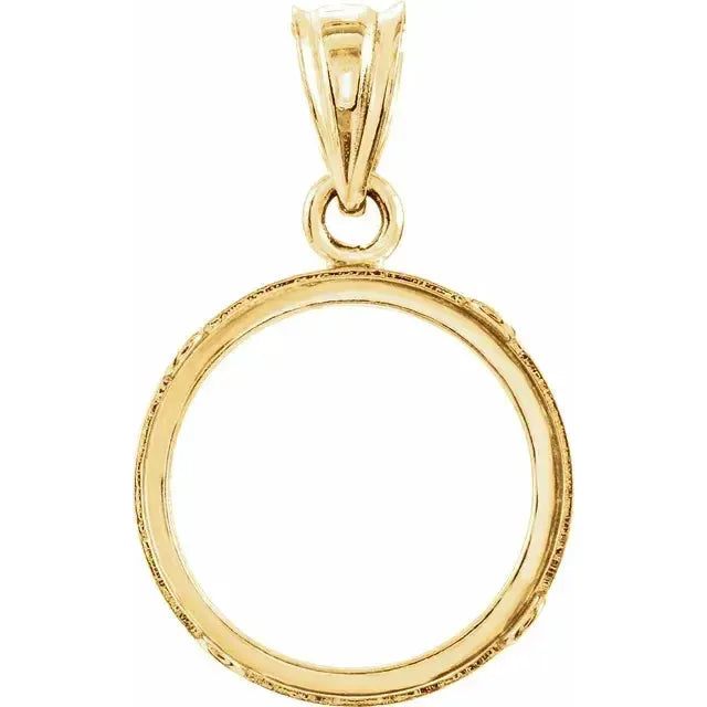 14K Gold Coin Frame Bezel Pendant Mounting for United States $1.00 Type 1 and Mexican 2 Peso Round