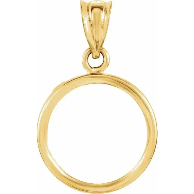 14K Gold Coin Frame Bezel Pendant Mounting for United States $1.00 Type 1 and Mexican 2 Peso Round
