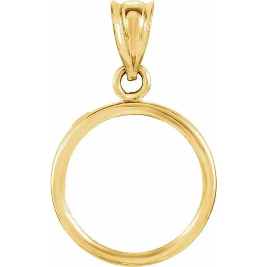 14K Gold Coin Frame Bezel Pendant Mounting for United States $1.00 Type 1 and Mexican 2 Peso Round