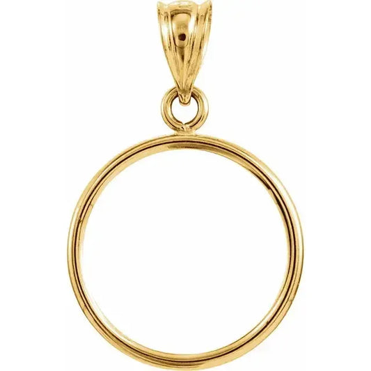 14K Gold Coin Frame Bezel Pendant Mounting for United States $1.00 Type 1 and Mexican 2 Peso Round