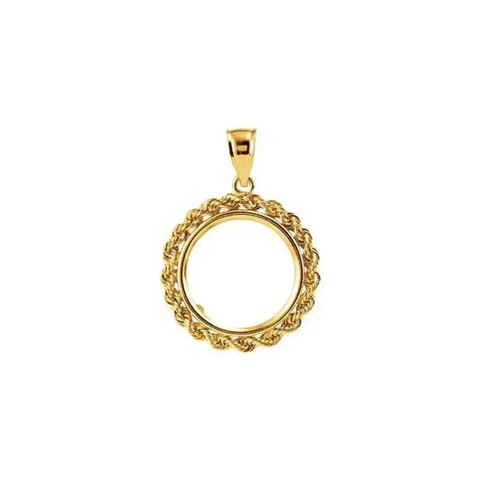 14K Gold Rope Coin Frame for Chinese Panda 1/10 Oz Round