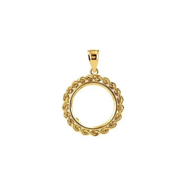 14K Gold Rope Coin Frame for Chinese Panda 1/10 Oz Round