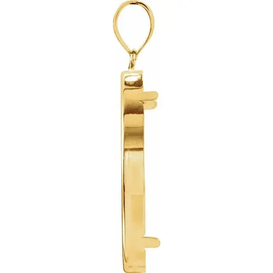 14K Gold Coin Frame Bezel Pendant Mounting for  Canadian Maple Leaf 1 Oz Round