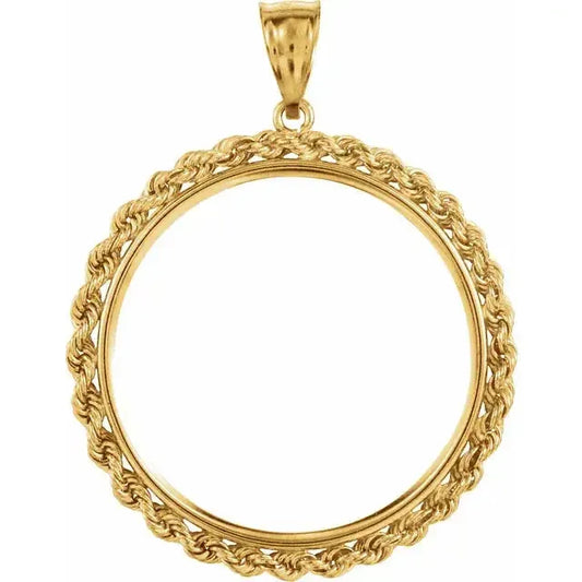 14K Coin Frame Pendant for 1 Oz Canadian Maple Gold Round