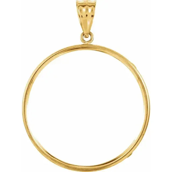 14K Gold Coin Frame Bezel Pendant Mounting for  Canadian Maple Leaf 1 Oz Round