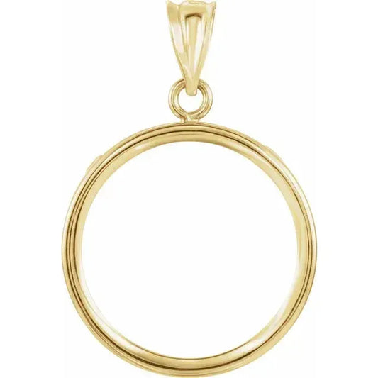 14K Gold Coin Frame Bezel Pendant Mounting for United States $2.50 and Chinese Panda 1/10 Oz Round