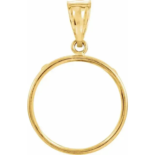 14K Gold Coin Frame Bezel Pendant Mounting for Mexican 5 Peso Round