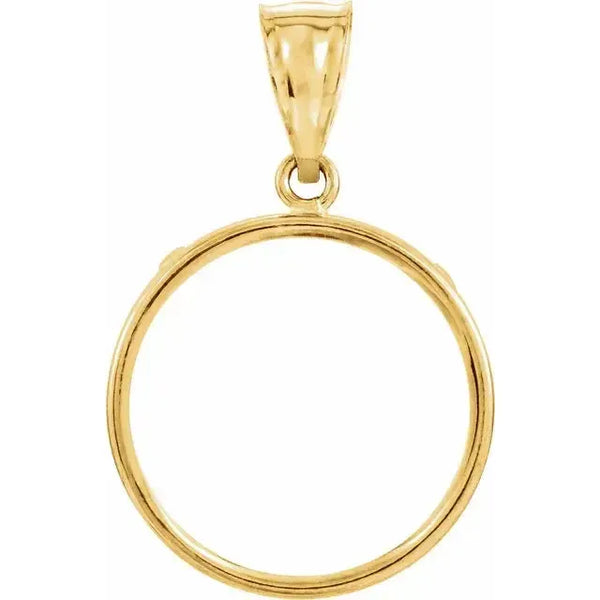 14K Gold Coin Frame Bezel Pendant Mounting for Mexican 5 Peso Round
