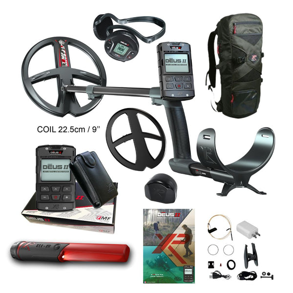 XP DEUS II RC WS6 Metal Detector with XP MI-6 Pointer and Backpack 240 - Destination Gold Detectors