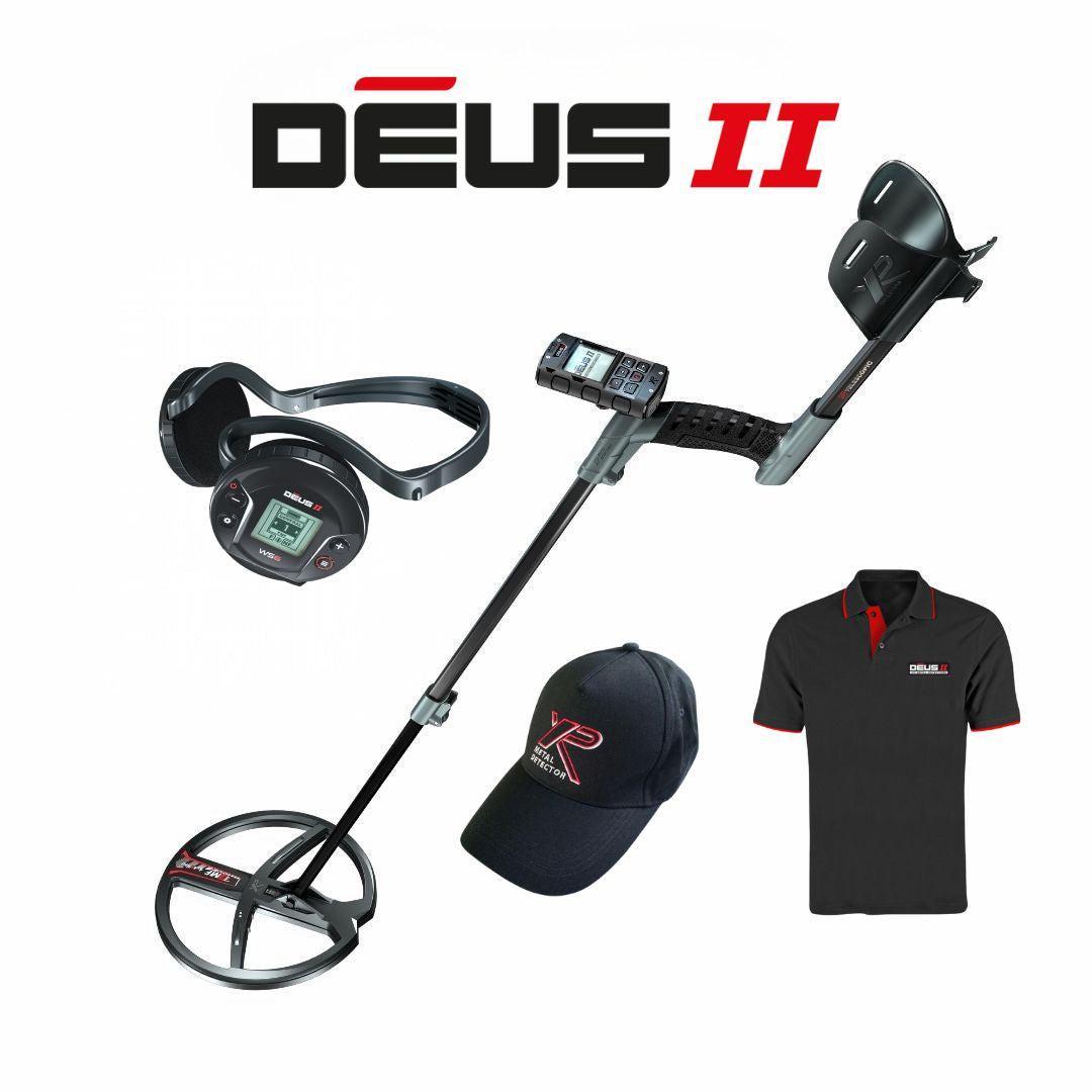 XP DEUS II Metal Detector with WS6 Headphones, XP Cap, and DEUS II  Polo Shirt