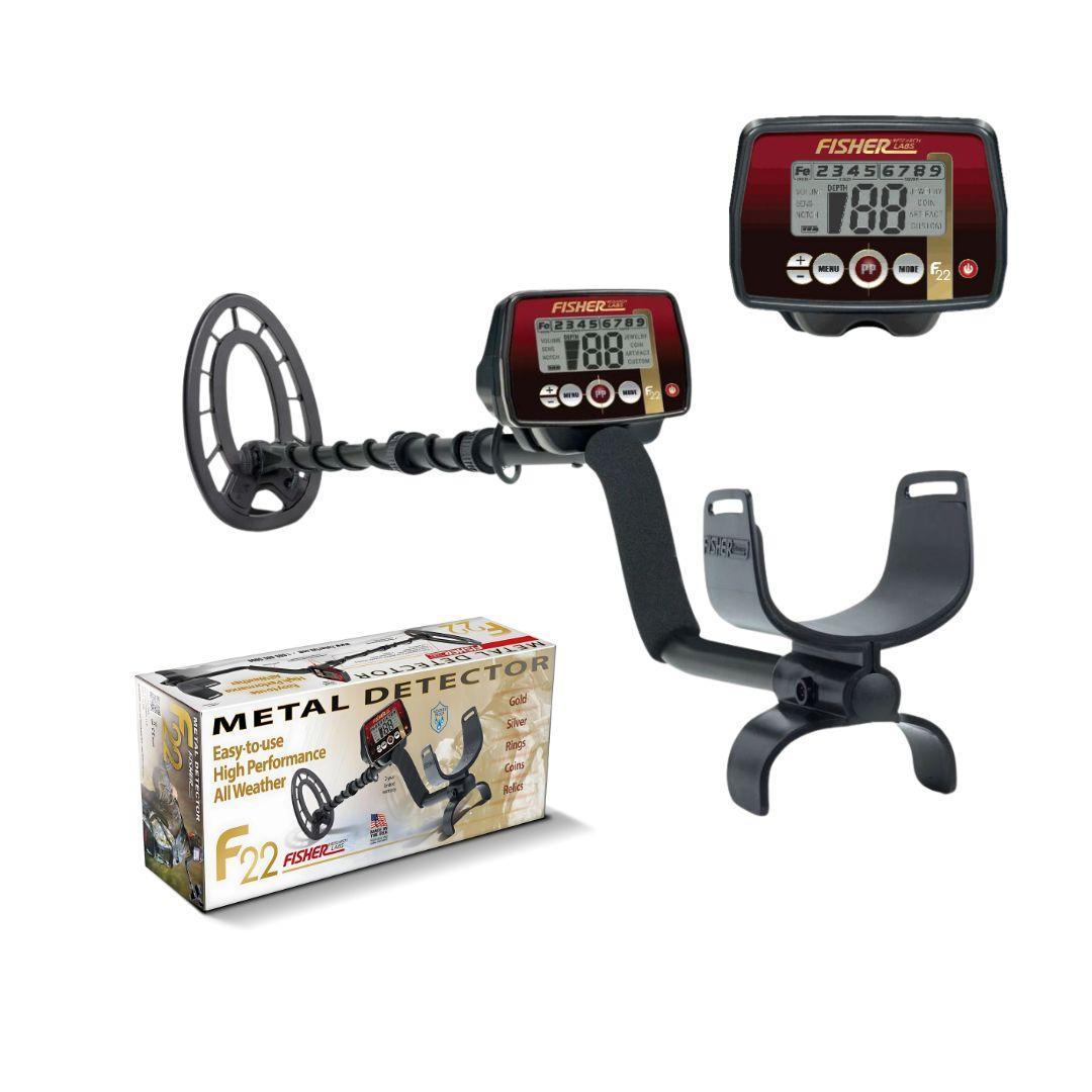 FISHER F22 Metal Detector 9" and 11" Coil Metal Detector - Destination Gold Detectors