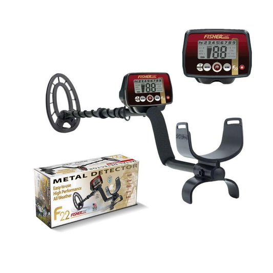 FISHER F22 Metal Detector 9" and 11" Coil Metal Detector - Destination Gold Detectors