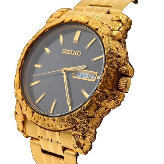 Orocal Seiko Solar Gold Nugget Inlay Watch-Destination Gold Detectors
