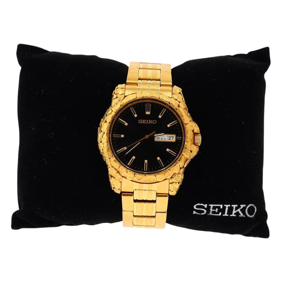 Orocal Seiko Solar Gold Nugget Inlay Watch-Destination Gold Detectors