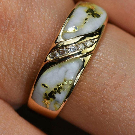 Orocal Gold Quartz Ladies Ring with Diamonds RL610D10Q-Destination Gold Detectors