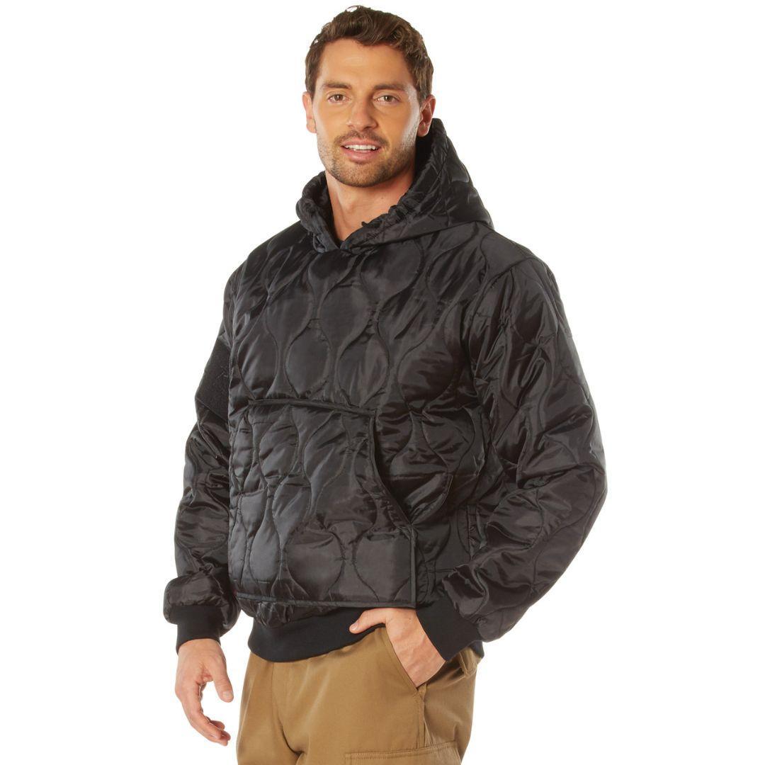 Rothco Quilted Woobie Hooded Sweatshirt - Black