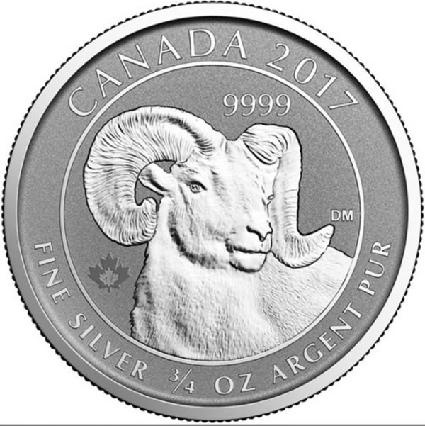 3/4 oz Canadian Silver Big Horn Sheep Coin