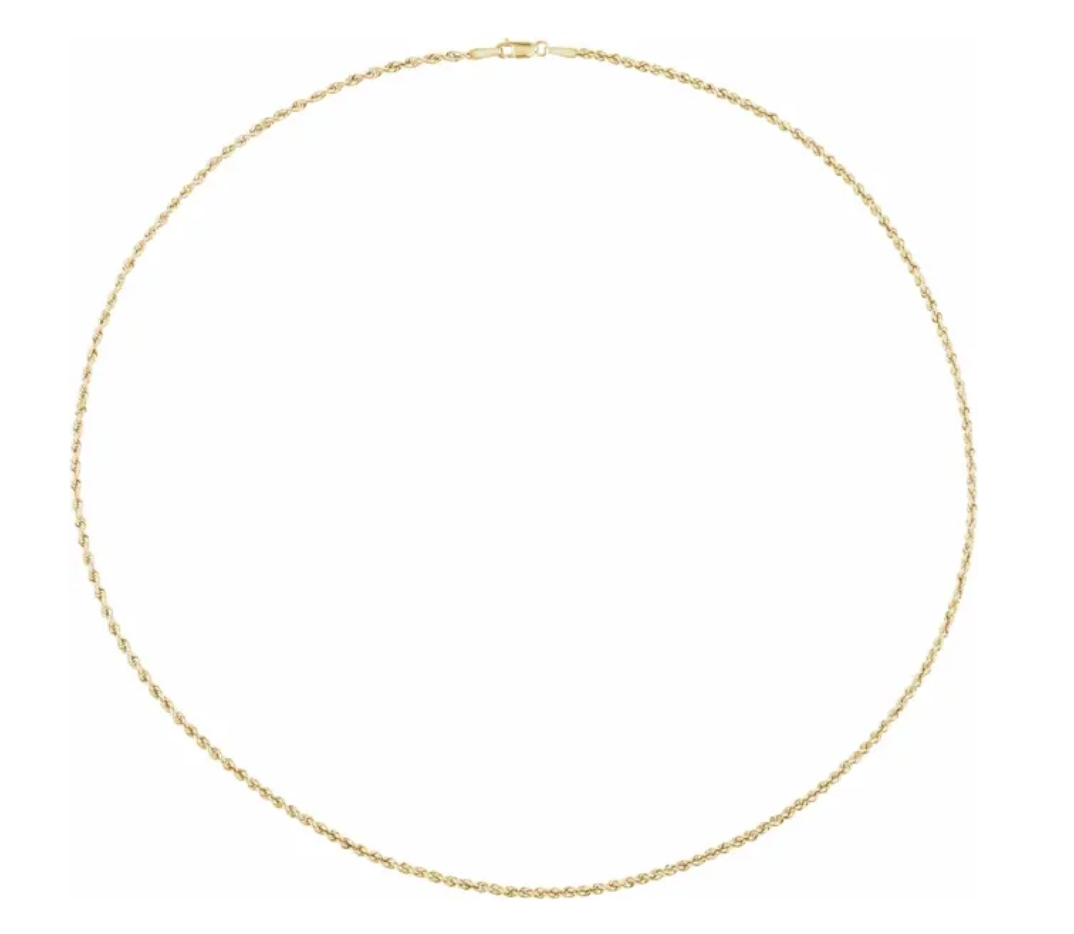 1/10 oz .9999 Pure 24K Maple Gold Bullion with 14K Frame and 22" 2mm Hollow Rope Chain