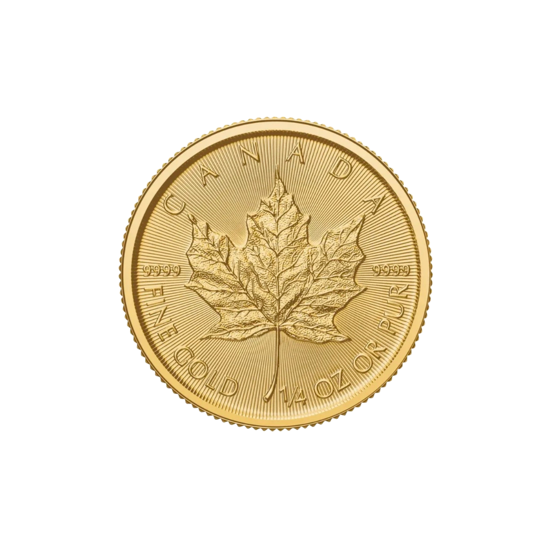 1/4 oz .9999 Pure 24K Maple Gold Round with 14K Frame Pendant