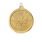 1/4 oz .9999 Pure 24K Maple Gold Round with 14K Frame Pendant